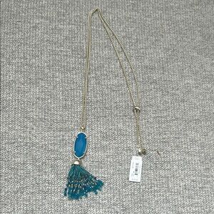 NWT Kendra scott Blue and Gold Tassel Necklace with Pendant